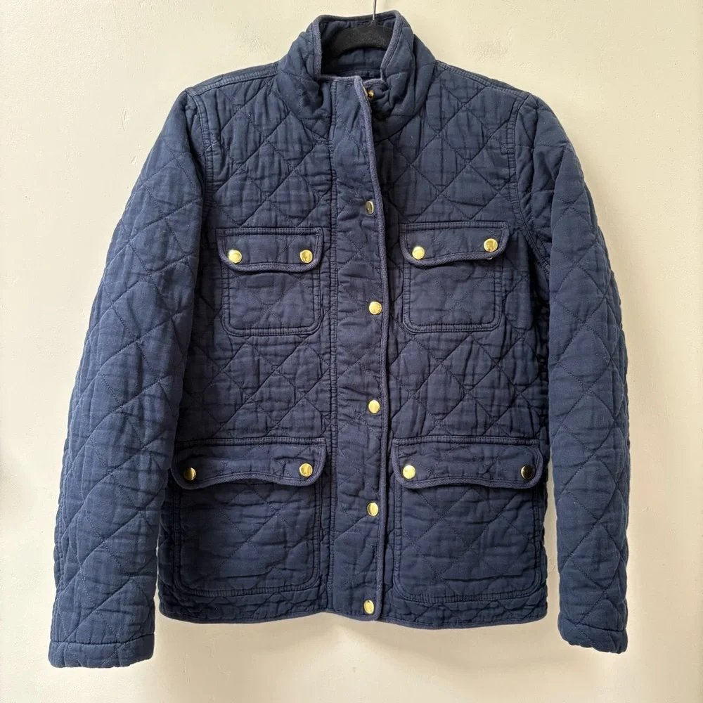 J Crew Mercantile Quilted Field Jacket Navy - Picture 1 of 5